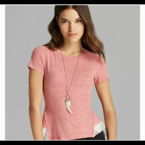 Free People Tulip Lace Trim Peplum Tee Top - Picture 4 of 6